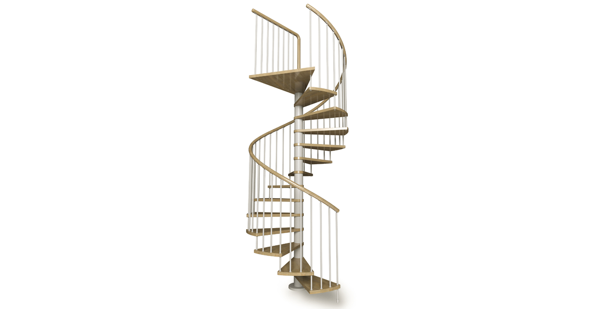 Escalier colimaçon avec main courante bois C20 Wood Ø 150 cm
